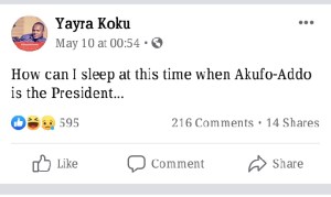 I can’t sleep because Akufo Addo is president