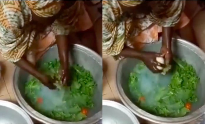 Old Woman captured washing vegetables with Azumah Tw3de3