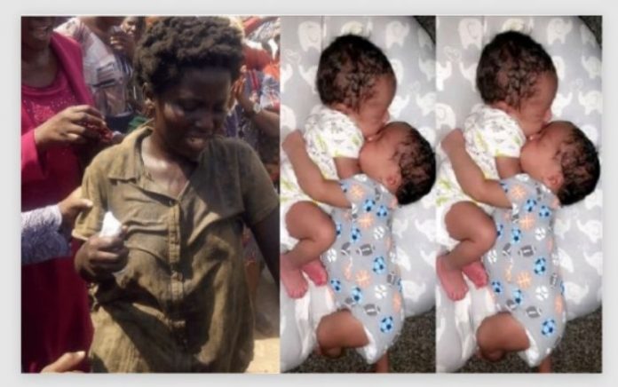 Mad Woman Who Was Raped In Obuasi Finally Gives Birth To Handsome Twins - Photos