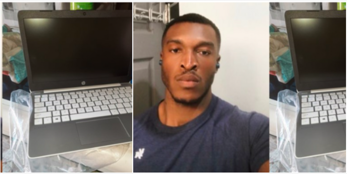 Father rejoices as his son buys him laptop as Christmas gift