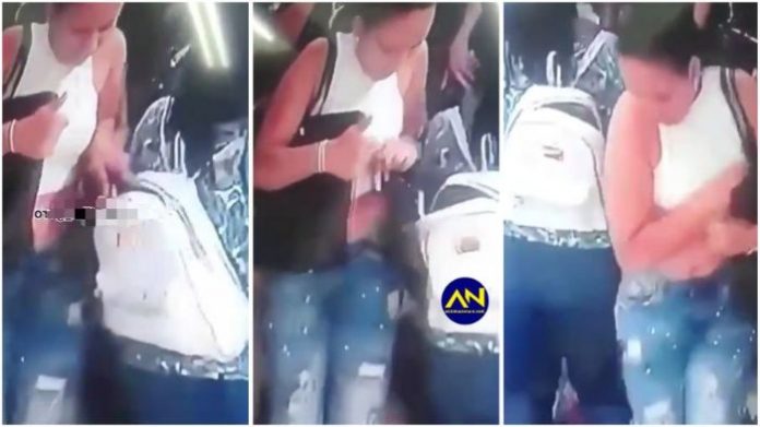 Lady with PhD in pickpocketing caught on camera stealing mobile phone
