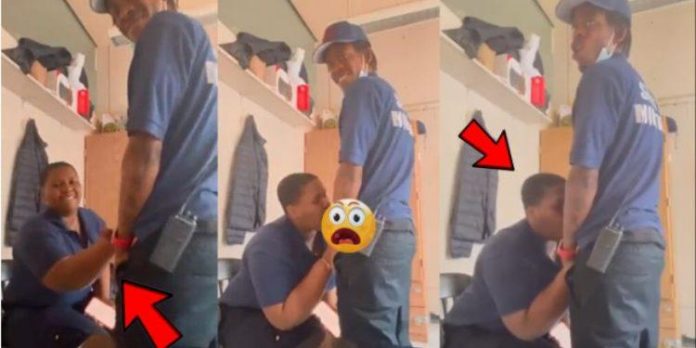 18+ Video: Security Man Leaves His Post To Get A Hot Blow Job (BJ)