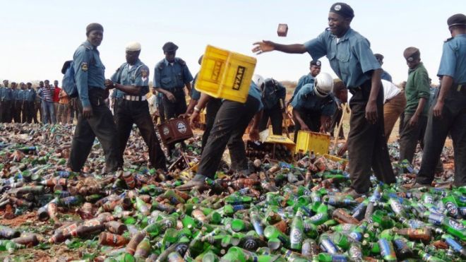 Religious Police in Nigeria have destroyed nearly four million bottles of beer in a crackdown on alcohol.