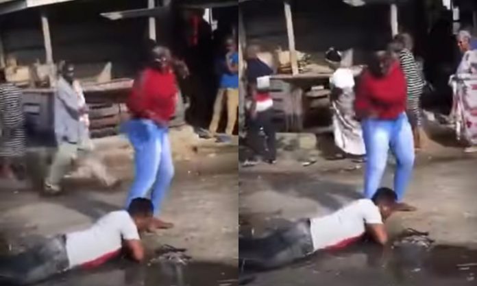 Man Lies Down Flat To Beg A Woman For Him To Ch0p Her On Vals Day (Video)