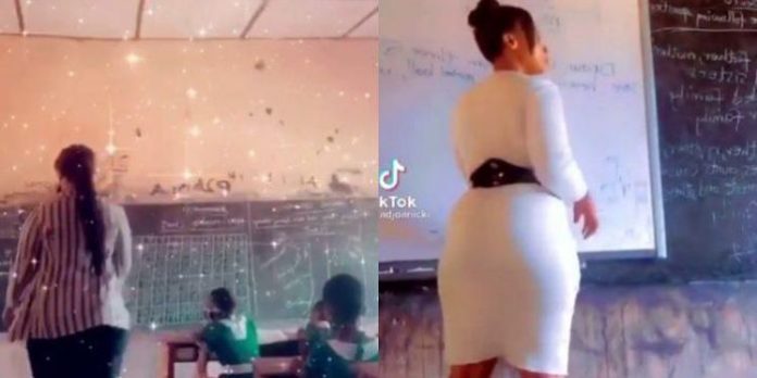 Ghanaian Teacher Endowed With Beauty Causing Confusion In The Classroom (Video)