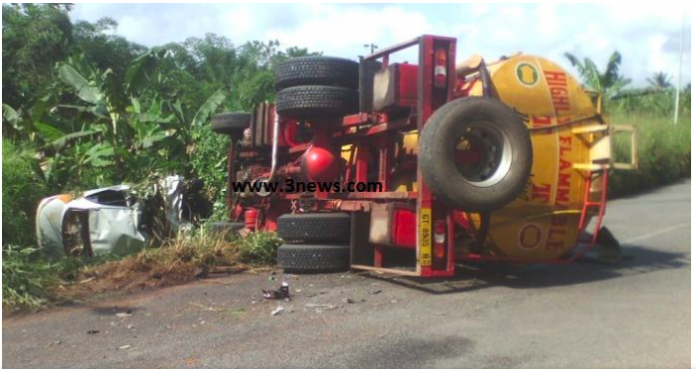 Gas tanker involved in an accident