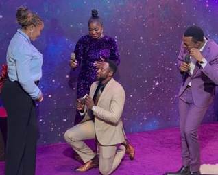 A young man proposed to his girlfriend during a Sunday church service at a Pentecostal church in Abuja, Nigeria.
