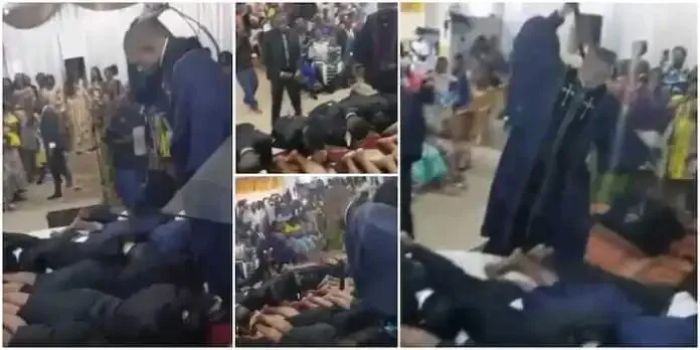 (Video) Pastor Beats Church Members With His As He Says It Is An ‘Anointed Belt’ From God