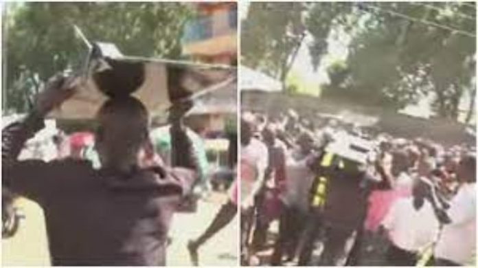Massive Drama As Stolen TV Gets Stuck On Thief’s Head, Shocking Video Drops -WATCH VIDEO