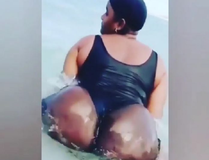 (Video) Slay Queen With Huge Nyash Causes A Stir With Her Twerking Skills In A Pool