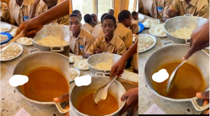 Free SHS students served raw gari with soup as lunch makes Ghanaians cry