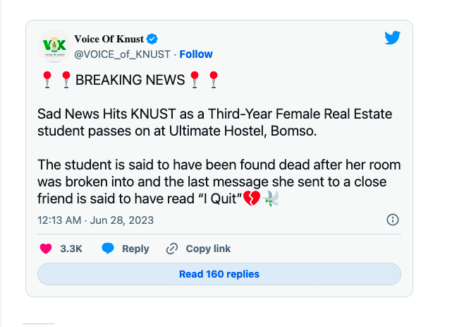 Level 300 KNUST female student who lost 7,400ghc Aviator bet